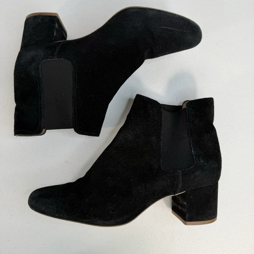MADEWELL Size‎ 10 The Walker Chelsea Ankle Heel Boots In Suede Black G8044